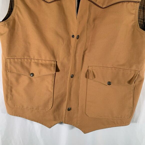 Schaefer Outfitter Vest Men's Large Brown Full Zip Snap Front Pockets Made USA - Picture 2 of 8